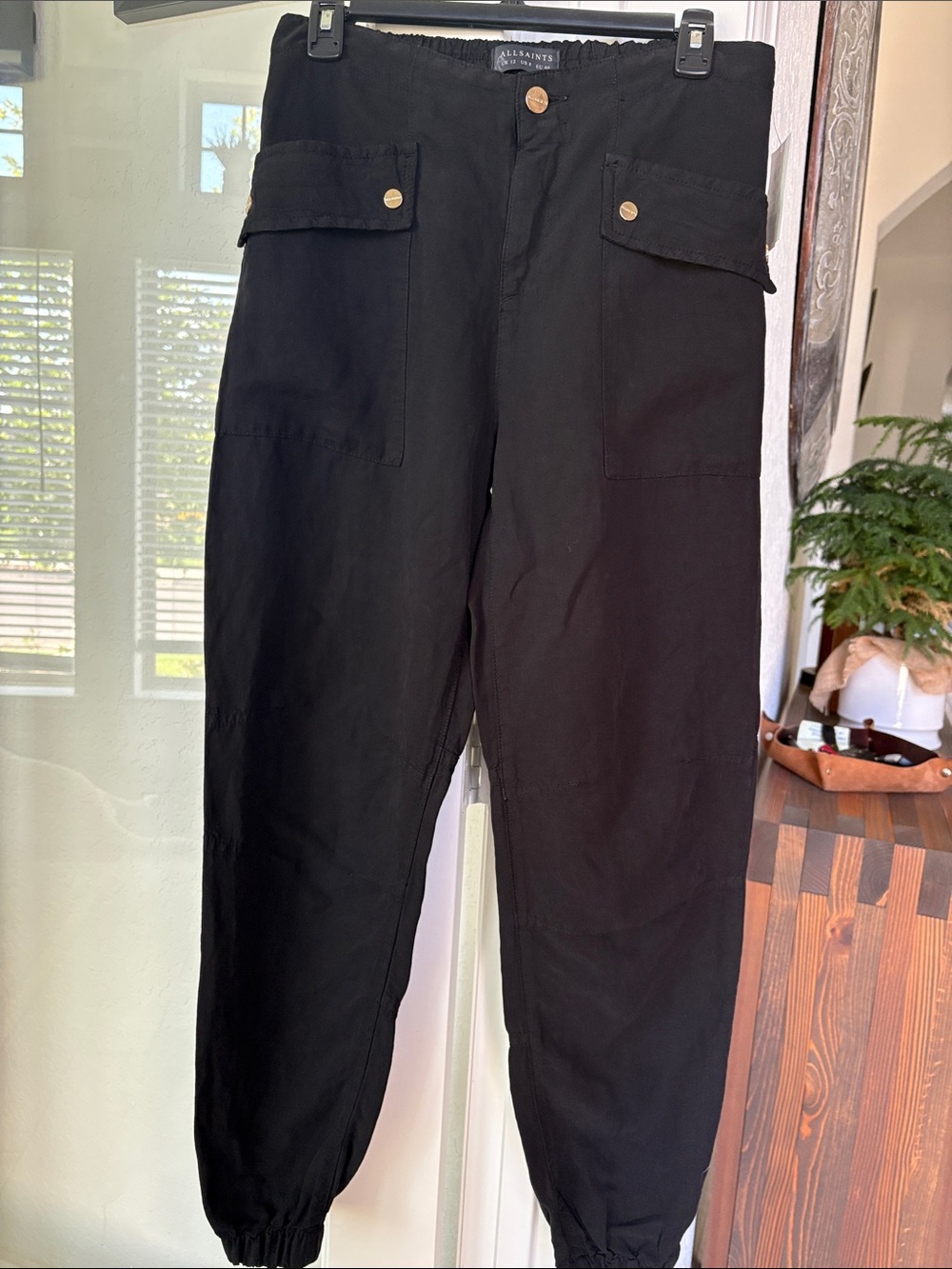 ALL SAINTS NWT Val Twill Cargo Pants Color Black Size 8 - Picture 7 of 10